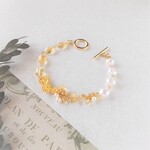 シトリンとバロックパールのボタニカルブレスレット