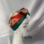 ⭐️capella⭐️サテンとプリント生地大人ターバン　capellaオリジナル　表情が変わるグリーンとオレンジ　part2