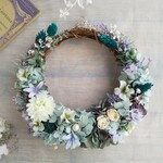 Jolie botanique＜misty green＞＊受注制作＊ハーフムーンリース＊プリザーブドフラワー＊お花＊ギフト＊結婚祝い＊新築祝い＊お誕生日祝い＊フラワーギフト