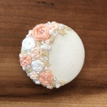 ビーズ刺繍くるみボタン（ヘアゴム/ブローチ）