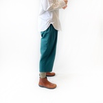 八分丈パンツ。ピーチ起毛コットン。ブルーグリーン。フリーサイズ。【すぐ発送できます】