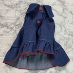 犬服　デニムのフリルシャツ　ワンピ　オーダー