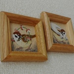 色鉛筆画　「風チュン雷チュン（2枚組）」　（原画・額入り）