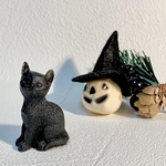 〈子猫型オルゴナイト〉<黒猫>【天然石インテリア】水晶　占い付　スピリチュアルアイテム