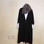 Blackリネン シワ加工 ドロップショルダー ショップコート