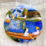 ルノワール「セーヌ川の舟遊び」羊毛フェルトと刺繍のブローチ