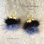 ２pcs★bi-color fur tassel・navy black（バイカラーファータッセル）
