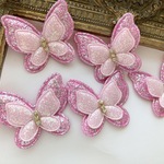 再入荷【5点セット♡】浴衣♡蝶々クッションモチーフ♡推し活♡ラメグリッターピンク♡ラインストーン付きパーツ♡お洋服♡小物やアクセサリー作りにも♡5点セット