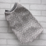 犬服　アラン風ニット　グレー　タンクトップ　ハンドメイド