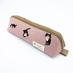 ガバッと口が大きく開く✳︎ペンケース　ハチワレとねずみ　スモーキーピンク