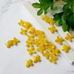 New！約30個★ガラスの花ビーズ　マットイエロー