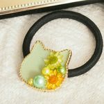＊｡*フラワーねこヘアゴム*｡＊みどり