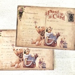 post card teddy bear☆A7バラメモ