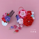 miniminto様オーダー作品　つまみ細工　七五三髪飾りミニブーケセット　赤
