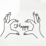 両手ハート＋Happy ワイヤークラフト