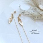 new▷leaf dot chain ピアス/ノンホールイヤリング/ノンホールピアス＊受注製作＊o95