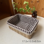カバー付き（小）かご　チェック茶　クラフトかご   小物入れ　シンプル　ナチュラル　カゴ