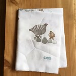 てぬぐい　ハンコ染め～雷鳥～No.1　「雷鳥の親子とイワギキョウ」 一点もの