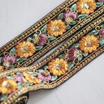 インド刺繍リボンᢂ サークルフラワー【イエロー】インド刺繍/インドリボン/刺繍リボン/刺繍/リボン/トリム/ブレード/ジャガード/チロリアンテープ/レース/チュールレース