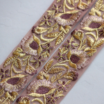 インド刺繍リボンᢂワントーンチュールフラワー【くすみパープル】インド刺繍/刺繍リボン/刺繍/リボン/シルク/トリム/ブレード/チロリアンテープ/レース