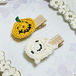 ハロウィン🎃♡かぼちゃ＆おばけのベビーヘアクリップ♡ 赤ちゃん　新生児　出産祝い　かぼちゃ　秋　ミモザ