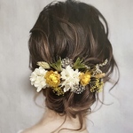《再販》ドライフラワー ヘッドパーツ 髪飾り ヘアアクセサリー 結婚式 和装 ブライダル 成人式 白 イエロー グリーン