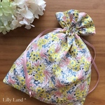 opippiさま専用⭐︎リバティ フリル巾着・撥水 <Swirling Petals・yellow>