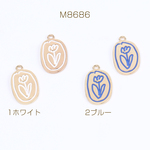 M8686-2  18個  エポチャーム オーバル チューリップ カン付き 13×24mm ゴールド 3×（6ヶ）