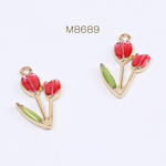 M8689  18個  エポチャーム チューリップ カン付き 15×26mm ゴールド 3×（6ヶ）