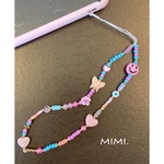 スマホストラップ❤︎ビーズストラップ☺︎ピンク＆ブルー/MIMI.