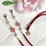 ꫛꫀꪝ✧‧˚秋冬 K16gp 薔薇合成ビーズ《テラコッタ》✧︎スエード合皮 全8色 マスクストラップ  メガネストラップ