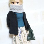 リカちゃん 服 set ♡ ケーブルニットのミニ・スヌード付き⑤点set ① ♡