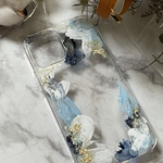 【♡送料無料♡】iPhone14対応☆ブルーとゴールドのニュアンススマホケース　ニュアンスiPhoneケース　ストラップ付きスマホケース　ストラップ付きiPhoneケース