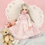 D-49【送料無料】リカちゃんサイズ　ふわふわワンピース・薄ピンク