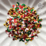スパンコール ◆ ホログラム ミックス 約5ｇ 【 クリスマス 系 】( 雪の結晶 / 花 / 柊 ) ネイル レジン 封入素材 冬 柊 Xmas ホロ