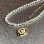 「Small」チタン鋼金メッキシェル　moon 【D13mm】カン付き　1点