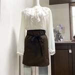 M様　お取り置き作品　60　カフェエプロン　焦茶色　　チョコ色　ツイル木綿100％