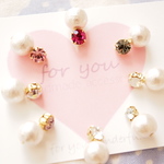 8colors♡　コットンパール8mmとストーン5mm　ピアス/樹脂ノンホールピアス（イヤリング） 