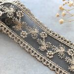 50cm  ブラック  刺繍リボン    レース ブレード 