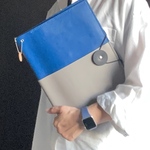 カチッと仕事サラッと整理　本革書類ケース　ちょい大きめ　ブルー&グレー
