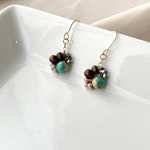 チェコビーズとウッドビーズのミニフープピアス/イヤリング