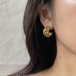 編み込みステンレスCフープピアス 