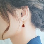 ＊14ｋｇｆ＊赤メノウの雫のシンプルピアス＊イヤリングに変更可能＊