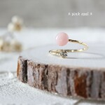 10月の誕生石＊小さなピンクオパールのキラキラリング＊ピンキーリングにも＊サイズフリー＊ゴールド
