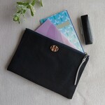 倉敷帆布×信楽ボタン フラットポーチ(黒)