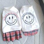 犬服！Msize！ニコちゃんチェック重ね着