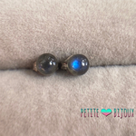 ラブラドライト 4mm チタンポスト ピアス