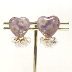 HeartFlower♡2wayピアス パープル