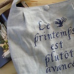 printemps<春>刺繍のワンショルダーバッグ *ブルー*
