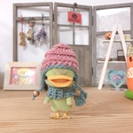 ニット帽の手乗り緑小鳥のぬいぐるちゃん♪